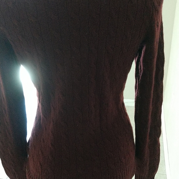 COMING DEC RL CASHMERE BLACK label Ralph Lauren BURGUNDY CASHMERE Sweater NWOT - Picture 4 of 6